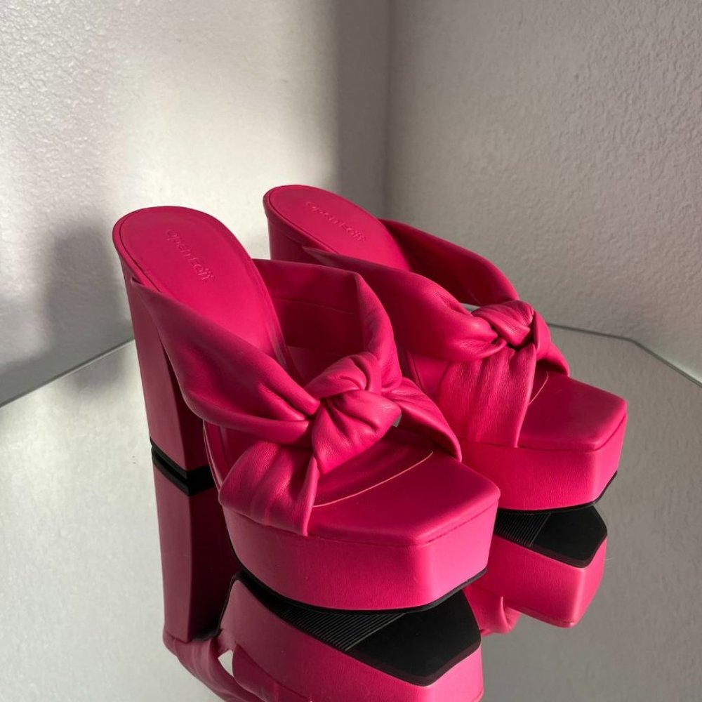 Open Edit Kaia Knot Pink Platform Sandals
